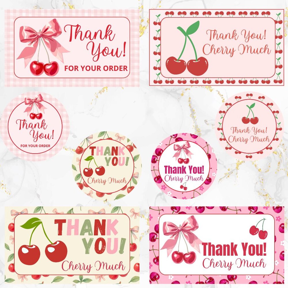 160 Pack Thank You Cards and Stickers Cherries